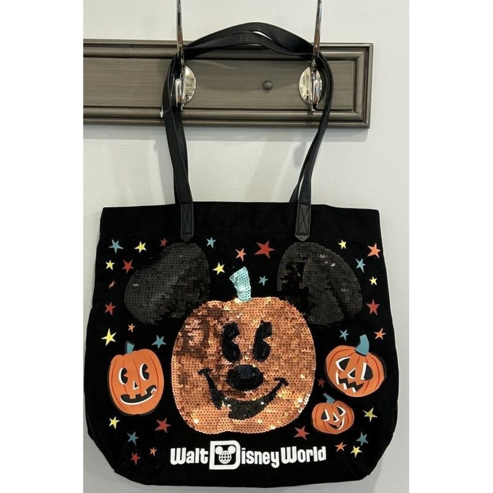 Disney Parks Walt Disney World Canvas Tote Bag Halloween Pumpkin Mickey Mouse